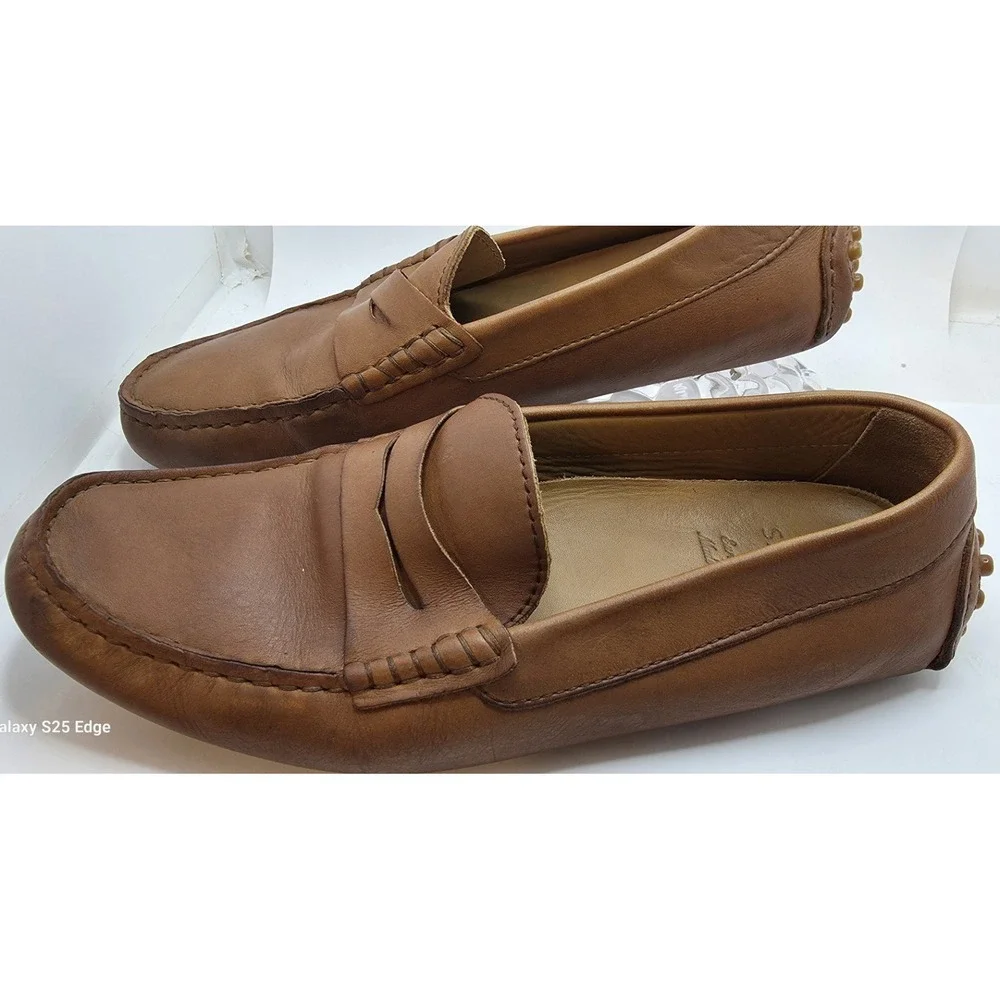 Sacoor Brothers Tan Brown Leather Penny Driving Loafers EU 41 Portugal
